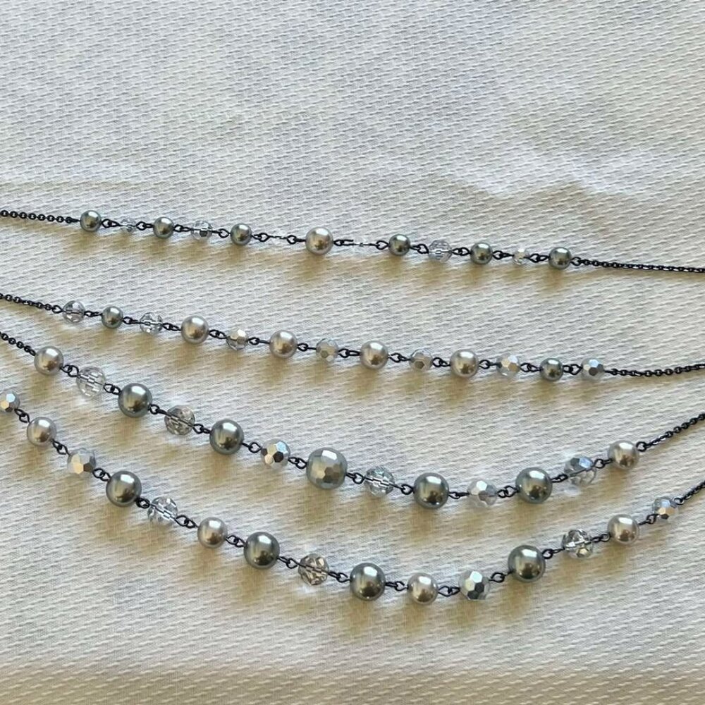 Lia Sophia “Plaza” Multi-Strand Necklace – Hematite & Silver Tones - Picture 4 of 4